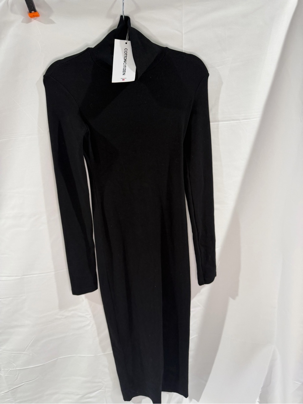 Cotton Citizen Black Long Sleeve Midi Turtleneck Dress